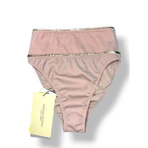 Adriana Degreas Women's Medium High Waisted Bikini Bottom Blush Pink Shimmer NEW